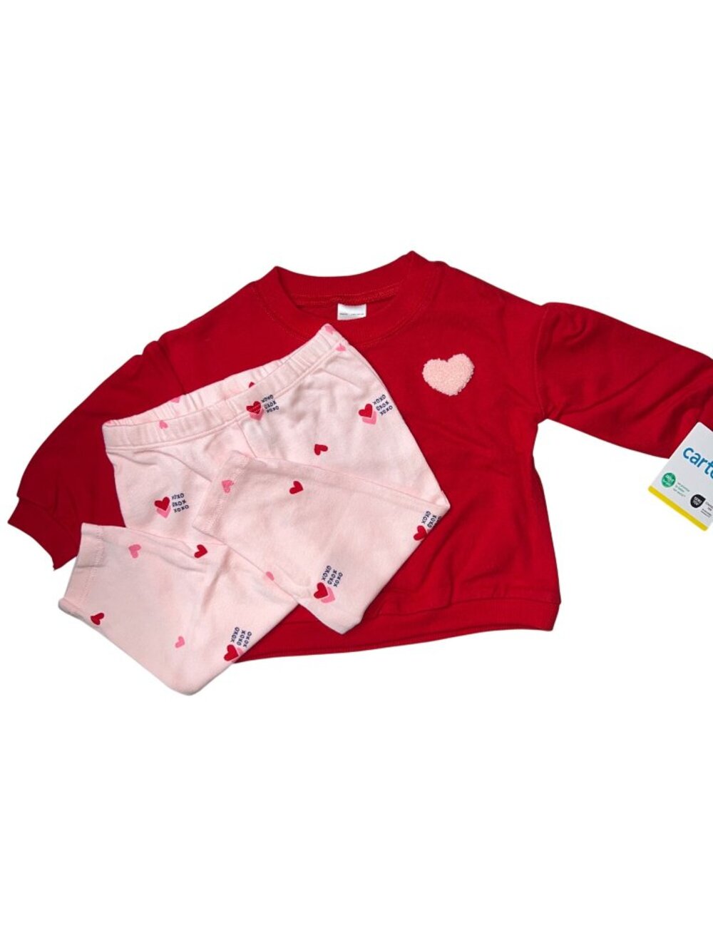 Carters 6M Baby Girls Red & Pink 2-Piece Heart Pajama Set Cotton Blend